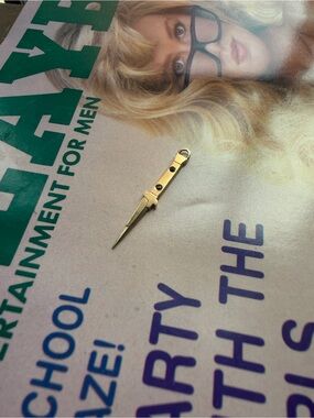 14k Gold Genuine Black Diamond Mini dagger Pendant Necklace Charm